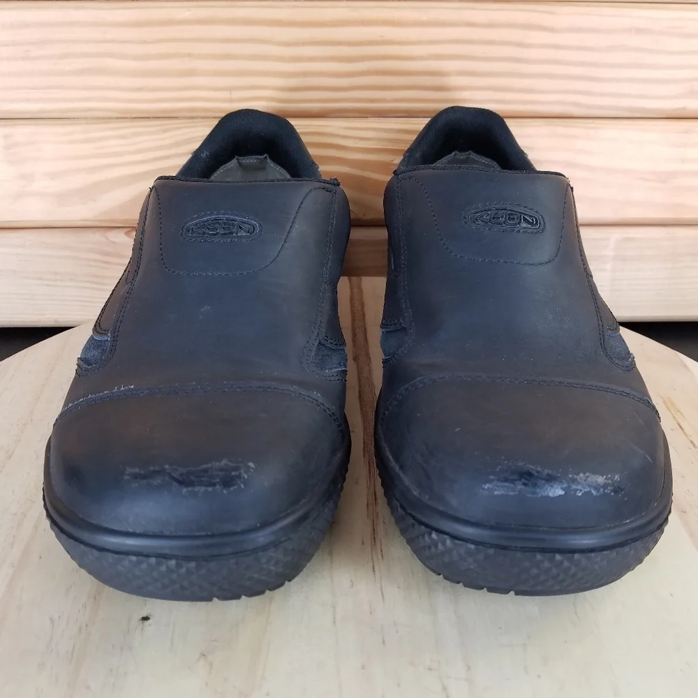 KEEN 1012857D DESTIN Men's 11.5 US Slip On Black Leather Loafers EH Work Shoes